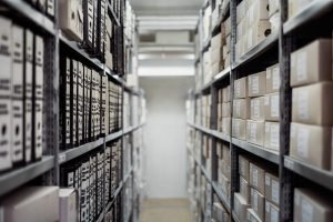 shelves full of boxes