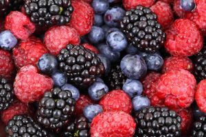 fresh fruit, blueberries, raspberries and blackberries
