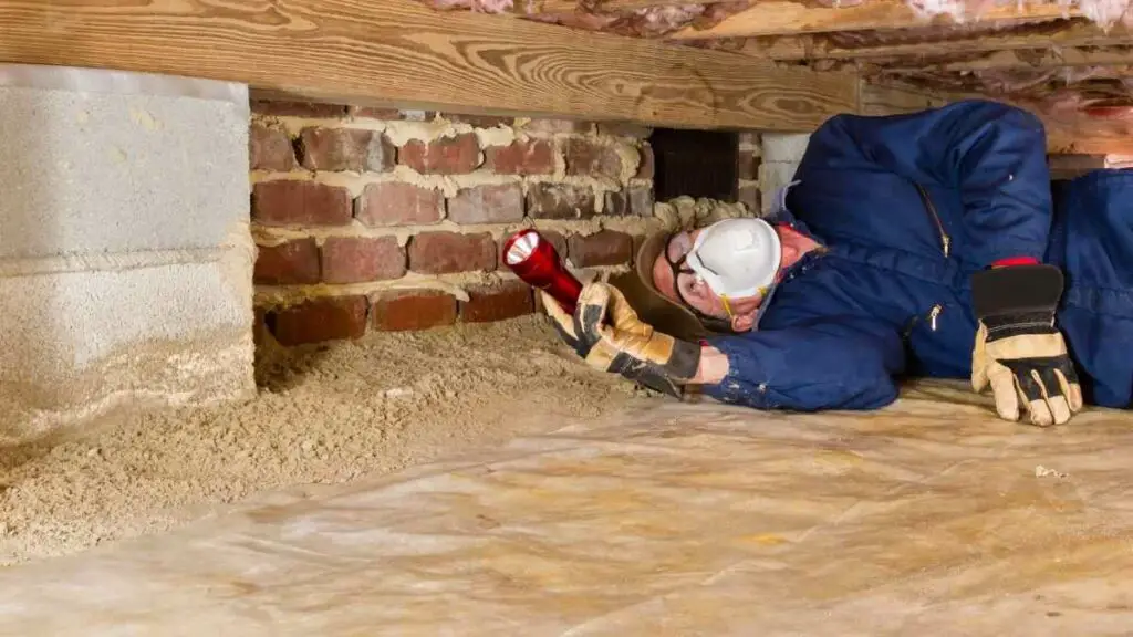 man checking crawl space