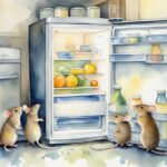 mice looking in fridge