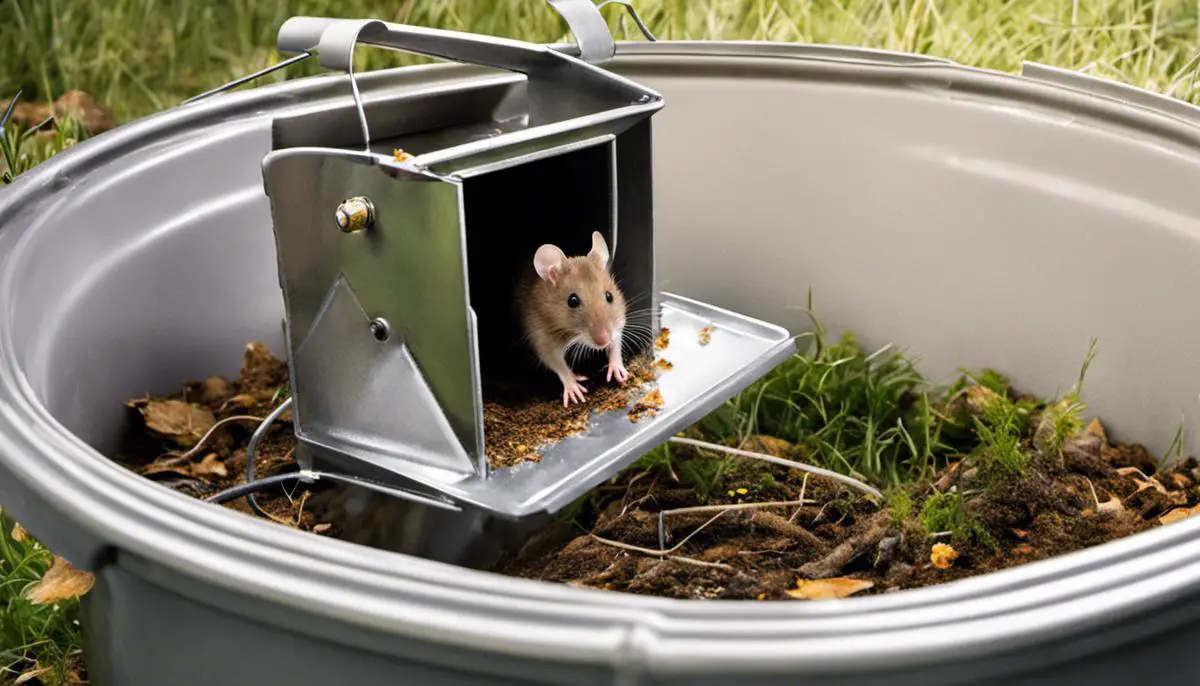 Illustration of a bucket trap mouse control method