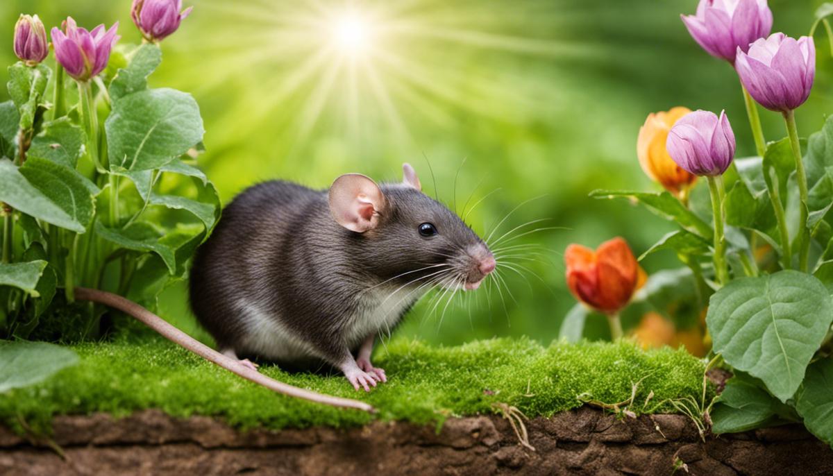 A image of rats in a garden, showing the need to prevent rat intrusion in order to maintain a healthy environment.